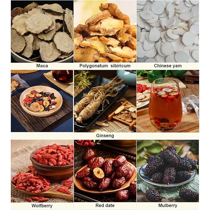 Kidney Tea Formula Ginseng Six Treasure Tea, 10 Precious Ingredients Formula, 260g/Box Ginseng Five Treasure Aid Root KidneyTea, Men's KidneyTea Chinese HerbalTea (10 bags/1Box)
