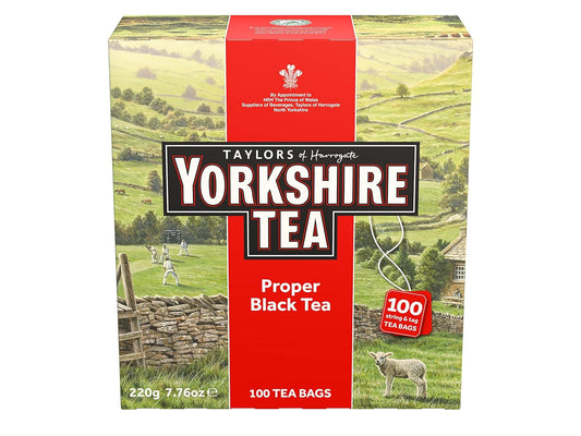 Yorkshire Tea, Red, Black Tea, String and Tagged Bags, 100 Count, Refreshing, Satisfying, and Strong, Classic British Breakfast Blend, Caffeinated