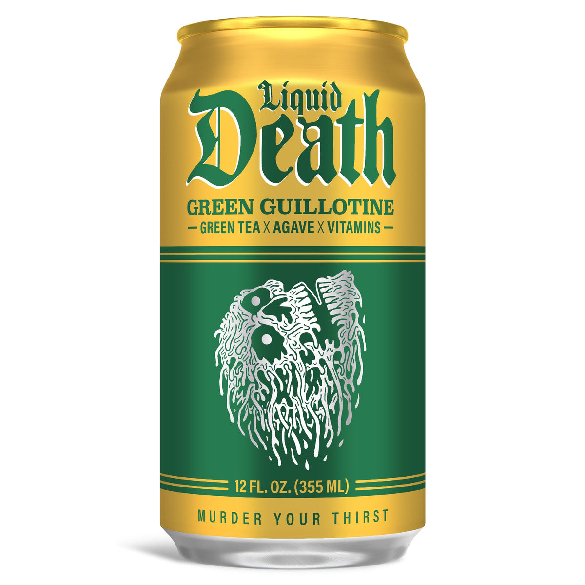 Liquid Death Iced Tea - Green Guillotine (Green Tea), Less Sugar*, Boost of Caffeine, B Vitamins, No Artificial Sweetene