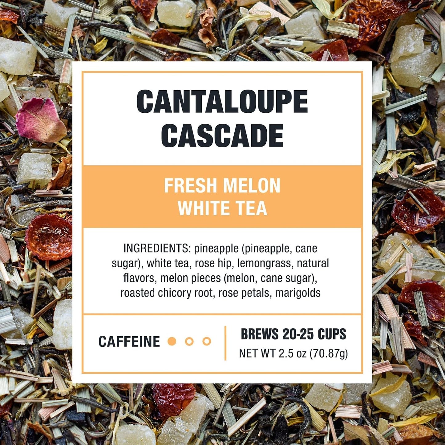 Tiesta Tea - Cantaloupe Cascade Tea, Loose Leaf, Fresh Melon White Tea | Premium Low Caffeine Tea Blend, Make Hot or Iced &amp; Up to 25 Cups, 2.5 oz Resealable Pouch