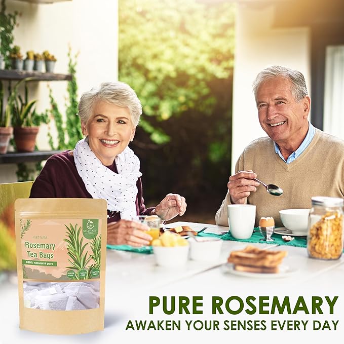 Nhat ANH Farm Premium Rosemary Tea Bags, 40 Count, 100% Natural Dried Rosemary Leaves, Naturally Sweet Herbal Tea, Sugar-Free, Caffeine-Free