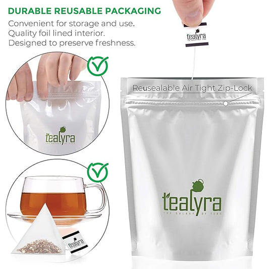 Tealyra - Raspberry Relaxation - 25 Bags - Herbal Loose Leaf Tea - Lemon Verbena - Hibiscus - Lemongrass - Calming Relaxing Bed Time Tea