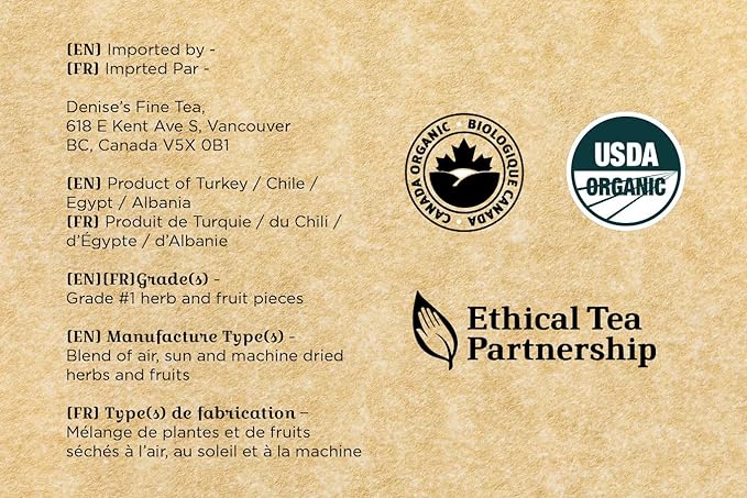 Denise's Fine Tea, USDA Organic, Blue Eyes, Herb and Fruit Tea, Caffeine-Free, Loose Leaf (100g)