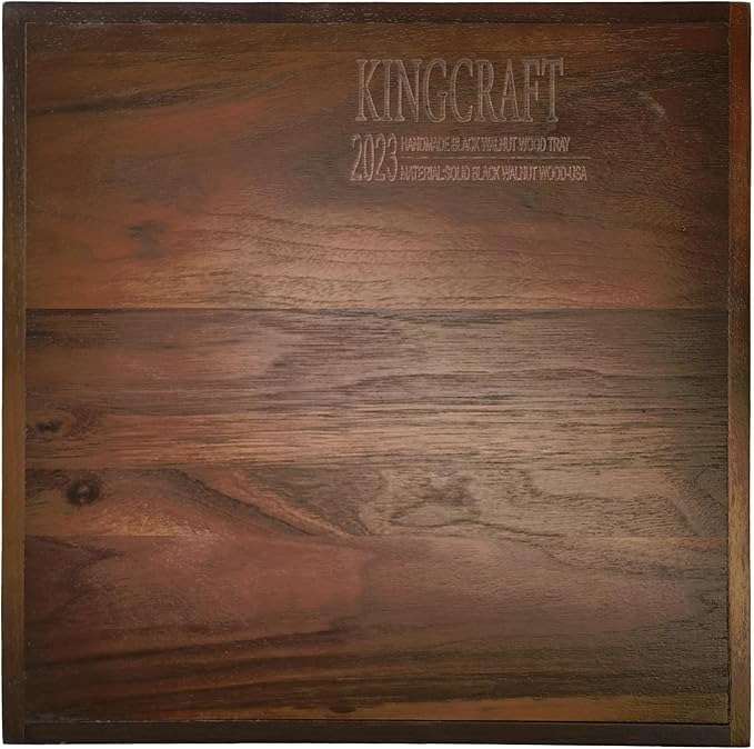 12 x 12 inches Large Square Ottoman Tray Wooden Solid Black Walnut Table Platter Decorative Serving Tray for Oversized Ottoman Home Breakfast in Bed Tea Coffee