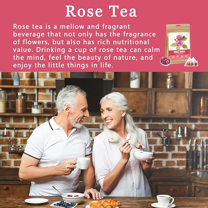 Rose Tea– Dried Rose Buds, Mini Rosa Te, 20 Tea Bags (70g / 2.47oz), rose petals edible, Sweet and Floral Aroma, No Added Sugar, Edible Flowers for Cocktails, Healthy Creative Drinks, Cake Decorating, Dessert or Crafts, Improve Mood, Digestion & Skin