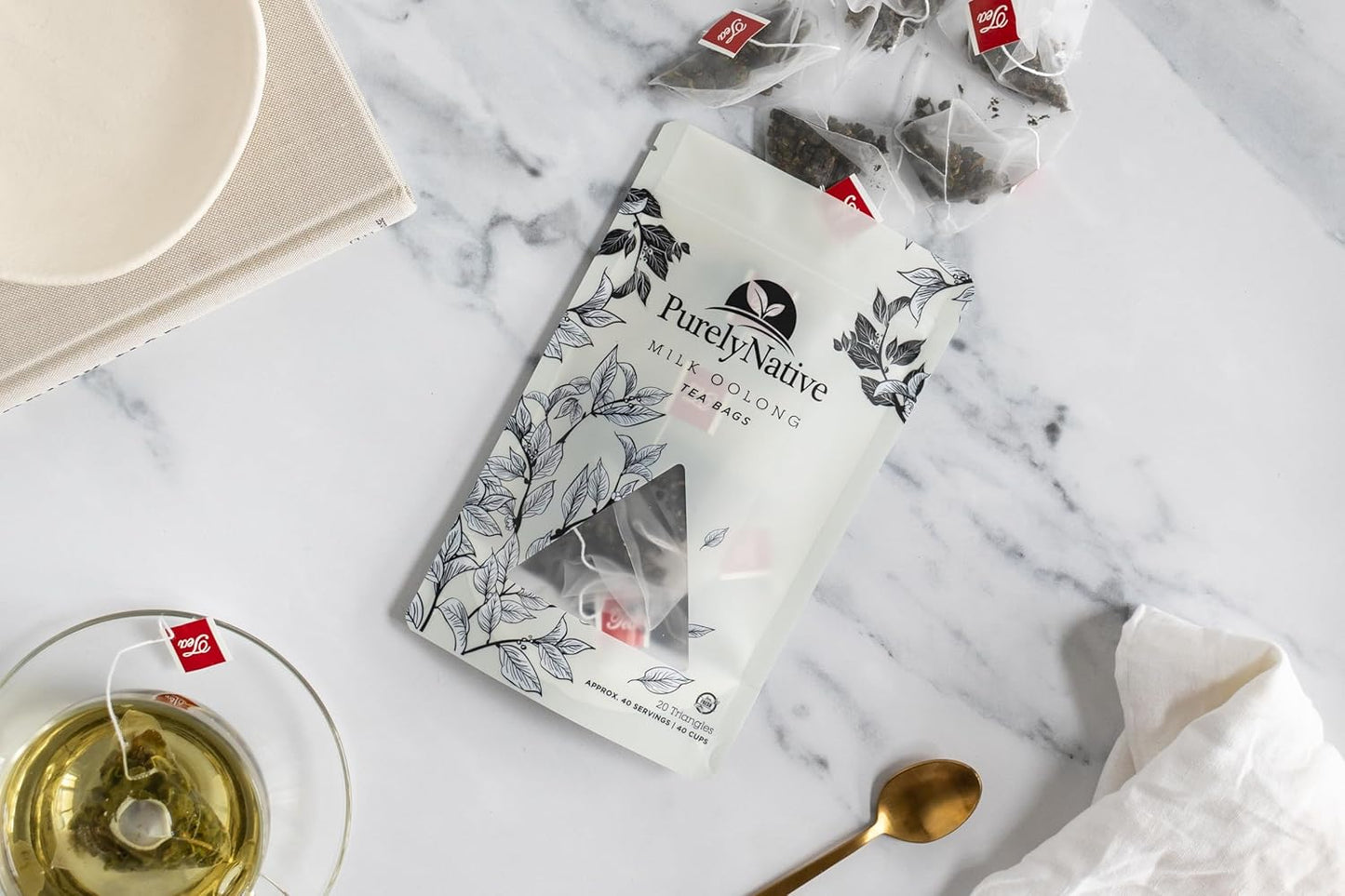 Milk Oolong Tea Selection: Taiwanese High Mountain Tea Bags, Xin Qing Milk Oolong, Jinxuan Oolong - 20ct, Brews 40 Cups