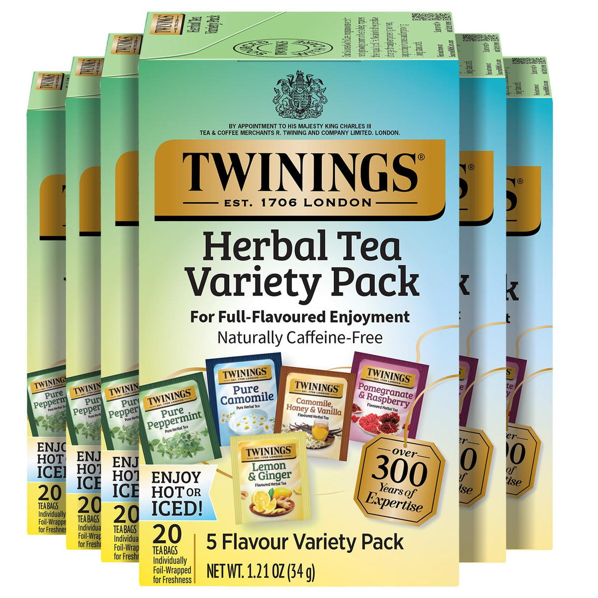 Twinings Herbal Tea Variety Pack, 20 Count (Pack of 6), Formerly Assorted Herbal, Includes 5 Flavours, Naturally