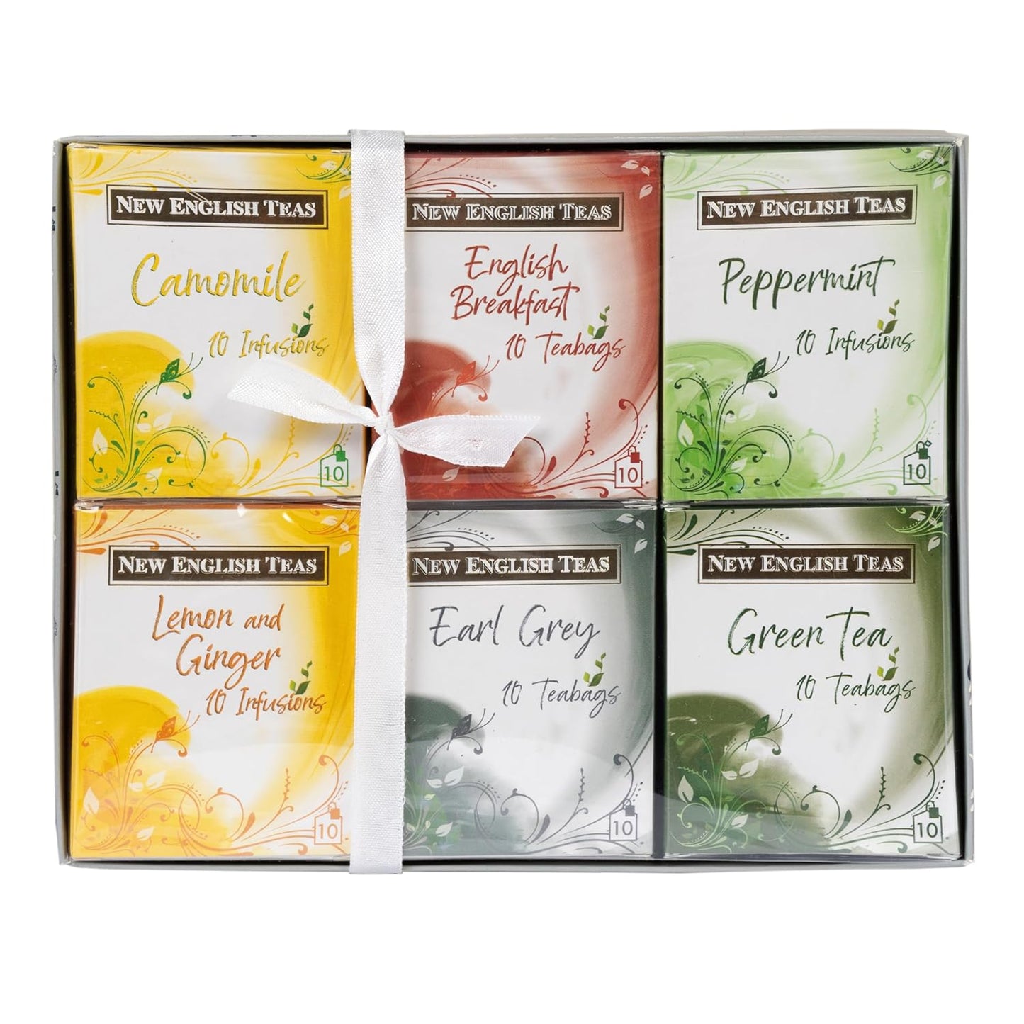 New English Teas Fruit, Herbal, Green and Black Tea Variety Gift Box - 60 Individually Wrapped Teabags - Tea Sampler Selection Box