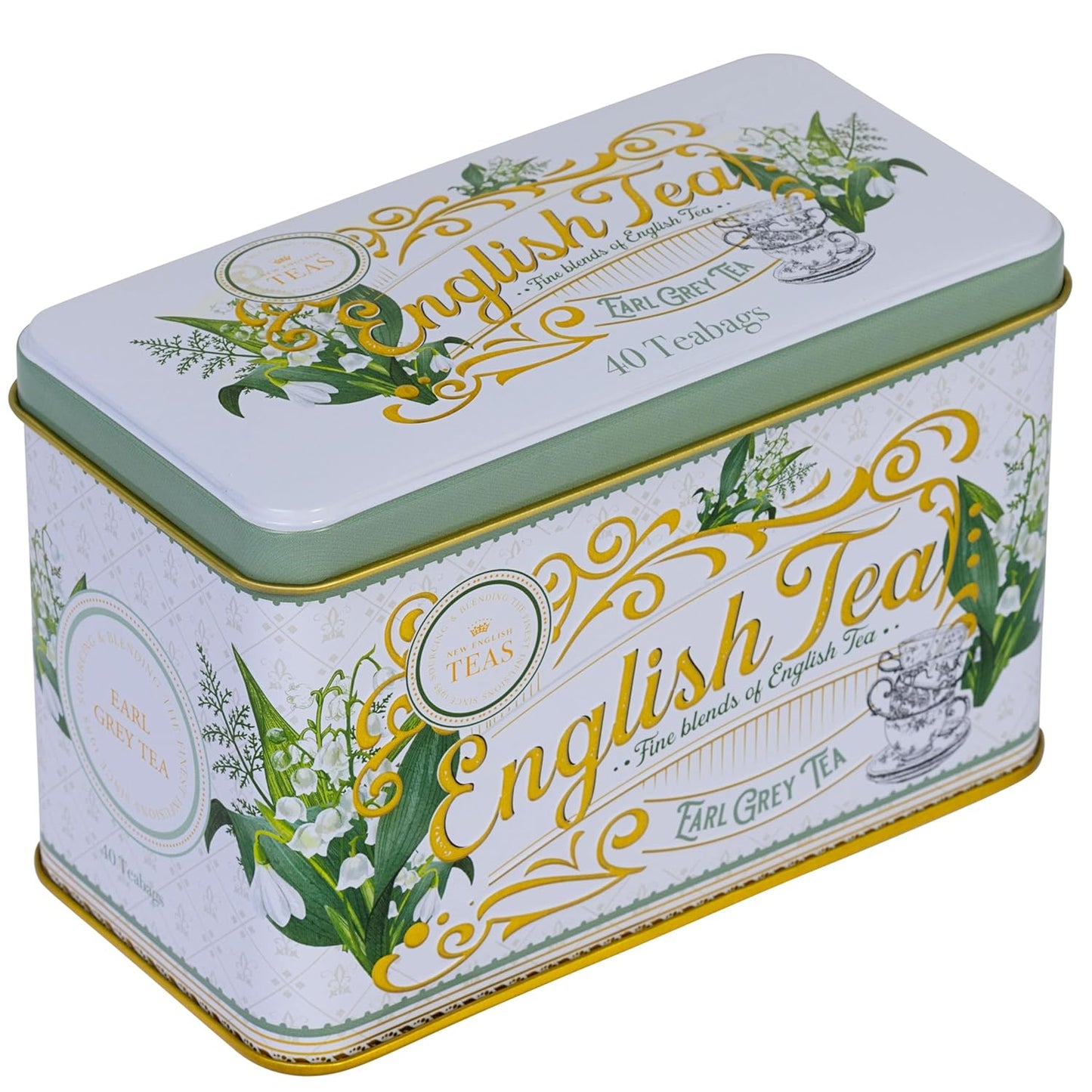 New English Teas Lily of the Valley Tea Tin with 40 Earl Grey Teabags