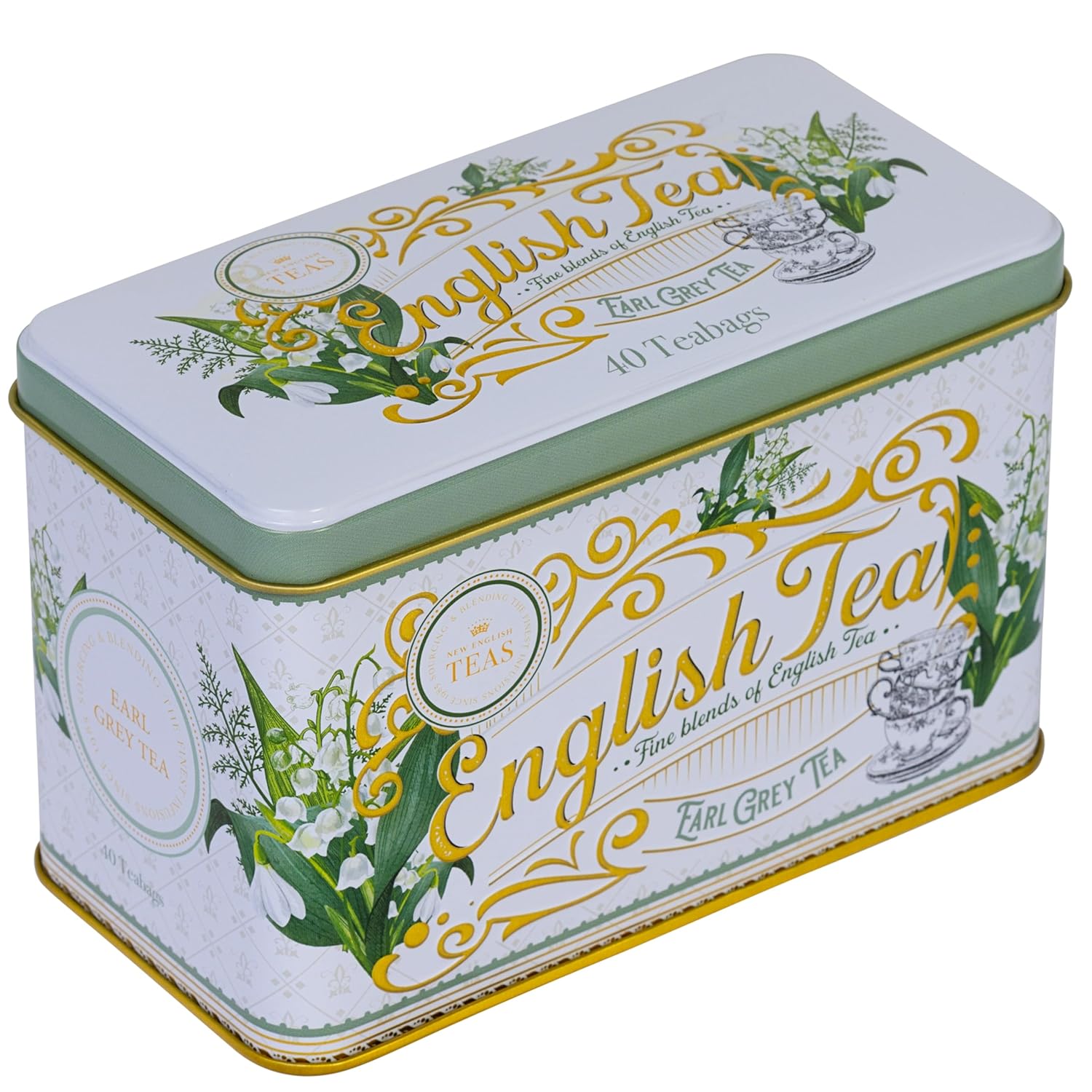 New English Teas Lily of the Valley Tea Tin with 40 Earl Grey Teabags