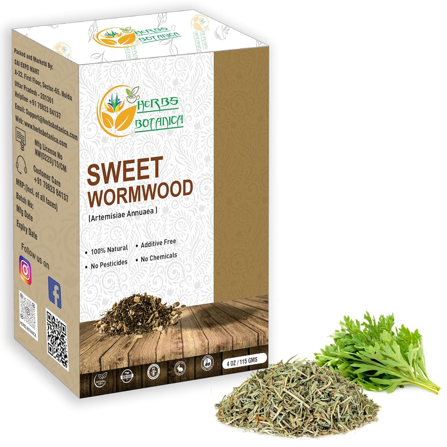 Herbs Botanica Sweet Wormwood Herb Tea 4oz Pure Artemisia Annua Loose Leaf Aromatic Sweet Annie Dried Leaves for Herbal Infusions – Caffeine Free Raw Botanical 114g