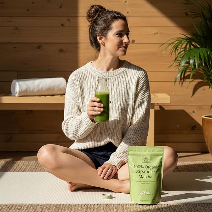 MushMatcha Organic Matcha Powder Grade 6A – Premium Ceremonial Green Tea Concentrate for Lattes, Smoothies & Baking, Pure Jade Leaf Blend, Unsweetened Formula with Smooth Taste, 100g Resealable Pouch