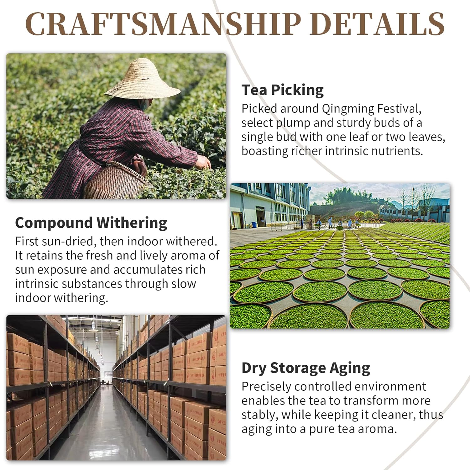 CHADUO White Peony Tea Authentic Fuding White Tea 2013 Crafted Intertwined Floral & Honeyed Aromas 5.29oz/150g Bai Mudan Chinese Tea 白牡丹龙珠 福鼎白茶 白茶