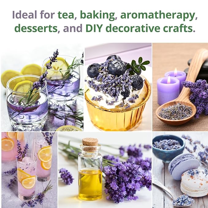 Dried Culinary Lavender – 100% Natural Food Grade Lavender Buds Herbs Tea, 3.53oz (100g), Edible Lavenders Flowers for Drinks, Baking, Cooking, Tea
