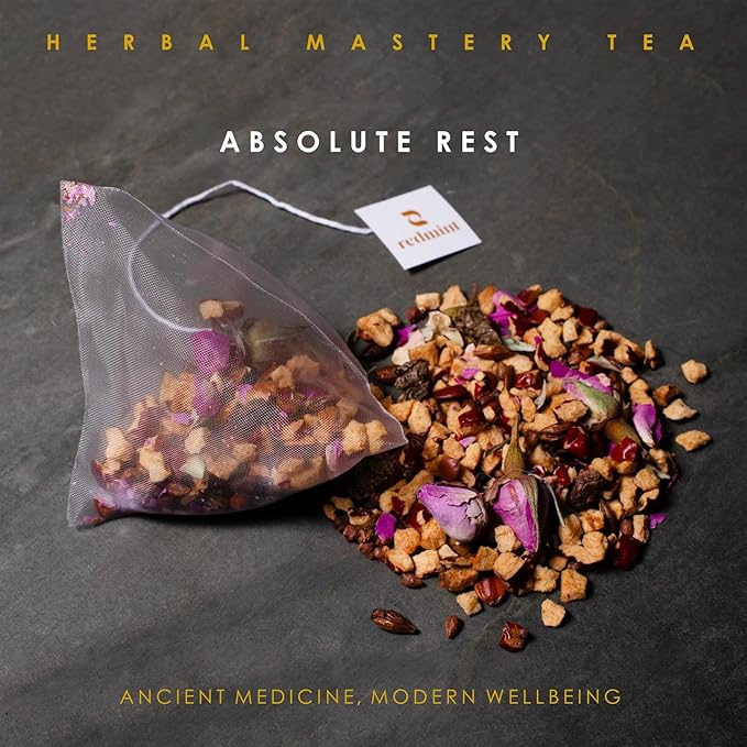 Redmint Absolute Rest Herbal Tea, Natural Sleep Tea Bag for Relaxation and Sleep Support, Rooted in TCM Ingredients with Jujube Date, Barley and Rose