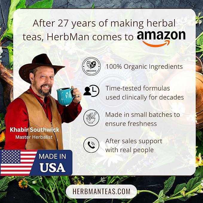 Herbal Tea — Organic Herbal Blend & Tissue Health — by Master Herbalist Khabir, Non-GMO, No Additives