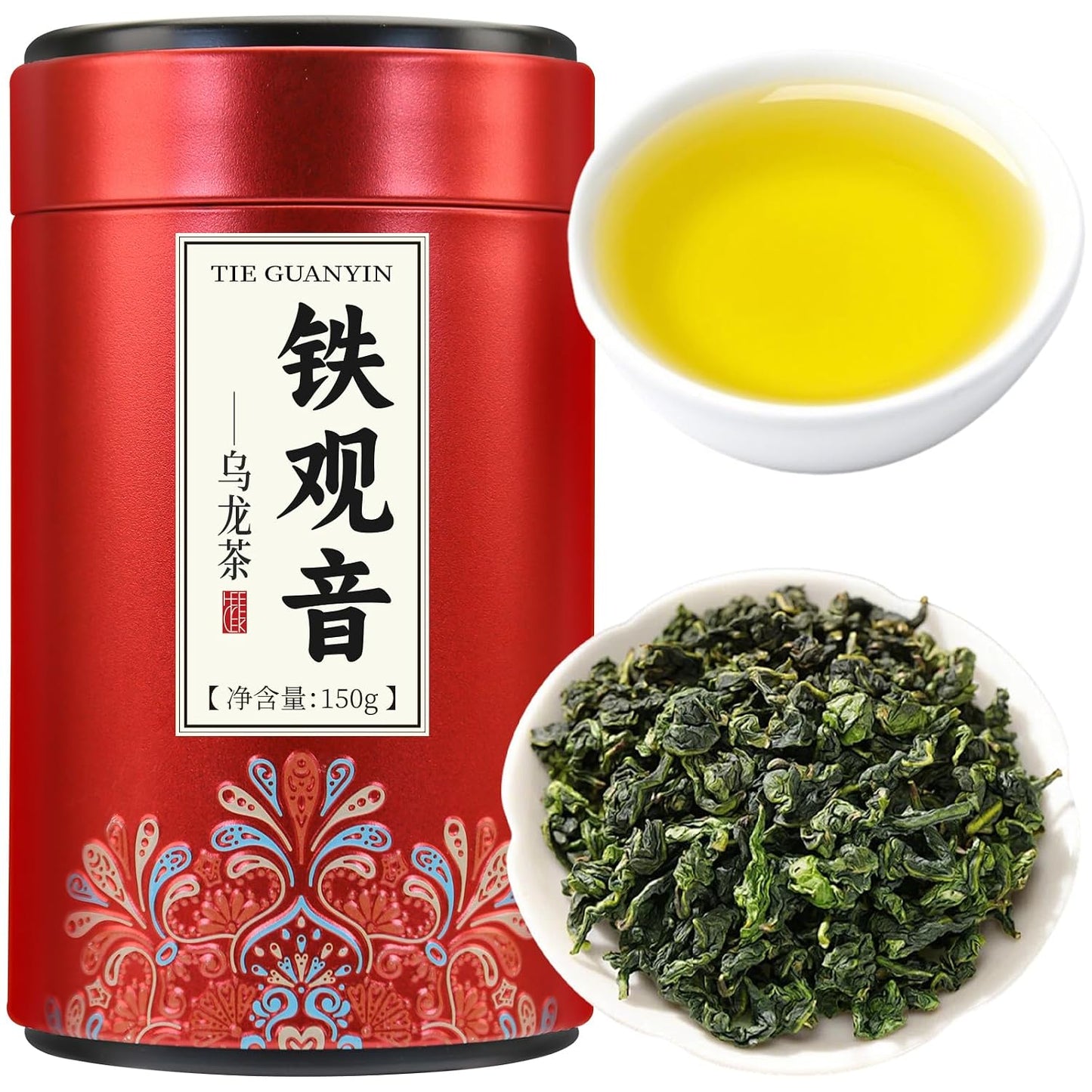 Yuexi Tie Guan Yin Oolong Tea Loose Leaf, Authentic Fujian Chinese High Mountain Iron Goddess of Mercy Tea, Fresh Hand-Picked Anxi Tieguanyin, Natural Floral Aroma Smooth Taste 安溪铁观音 乌龙茶 5.29oz/150g