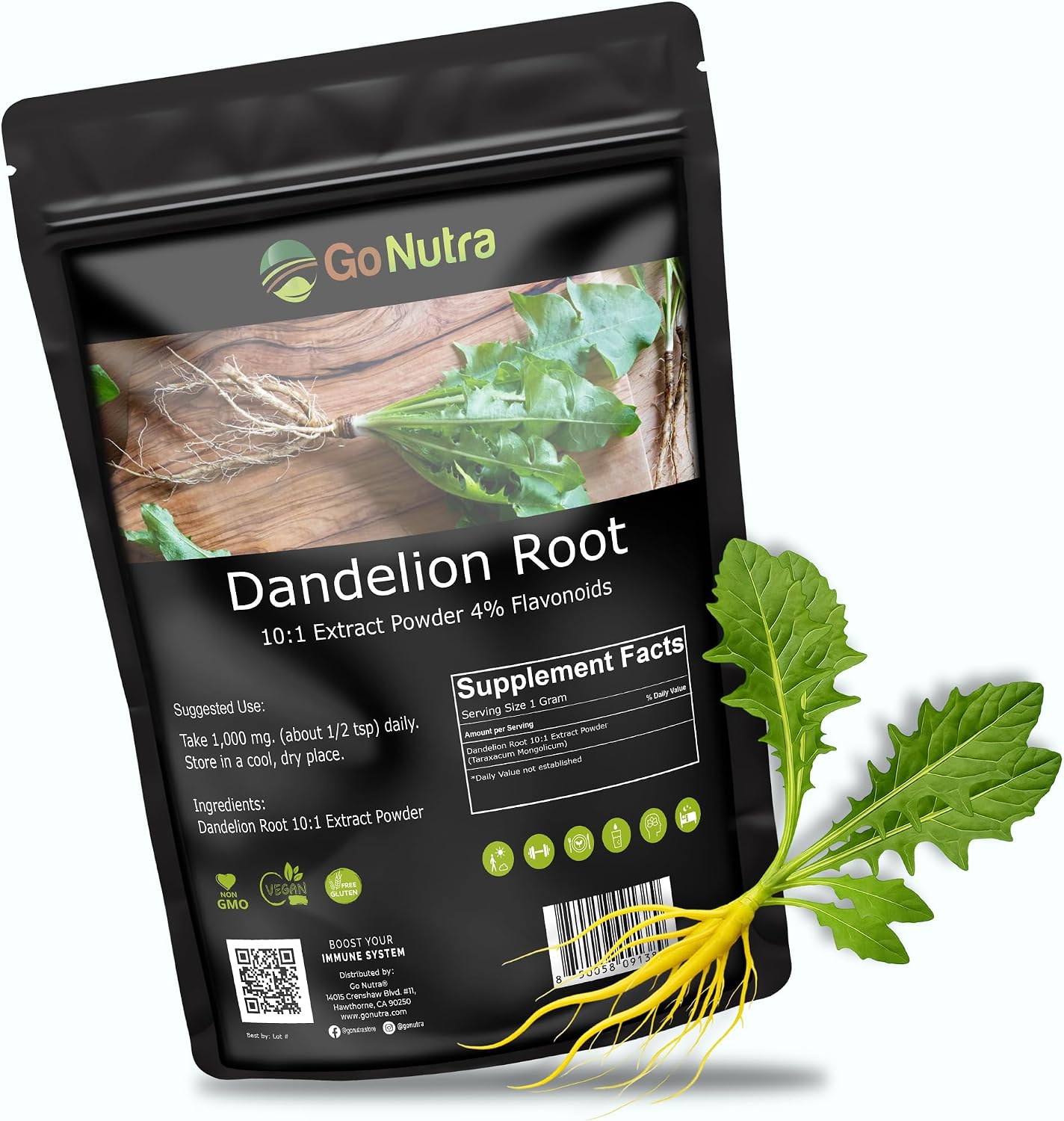 Dandelion Root Extract Powder for Tea, Coffee &amp; Beverages, 16 oz | Dandelion Powder with Concentrated 10:1 Processing | Naturally Rich in Antioxidants | Vegan, Non-GMO | Caffeine &amp; Filler Free