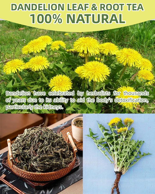 Dandelion Tea Bags 60 Count, Dandelion Root &amp; Leaf Herbal Detox Tea for Liver &amp; Kidney Health, Supports Digestion &amp; Immune System - 100% Natural, Caffeine-Free, Non-GMO, No Additives