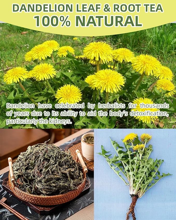 60 Teabags - Dandelion Leaf & Root Tea Bags, Natural Herbal Tea for Liver & Kidney Health, Supports Digestion & Boosts Immune System - Caffeine-Free