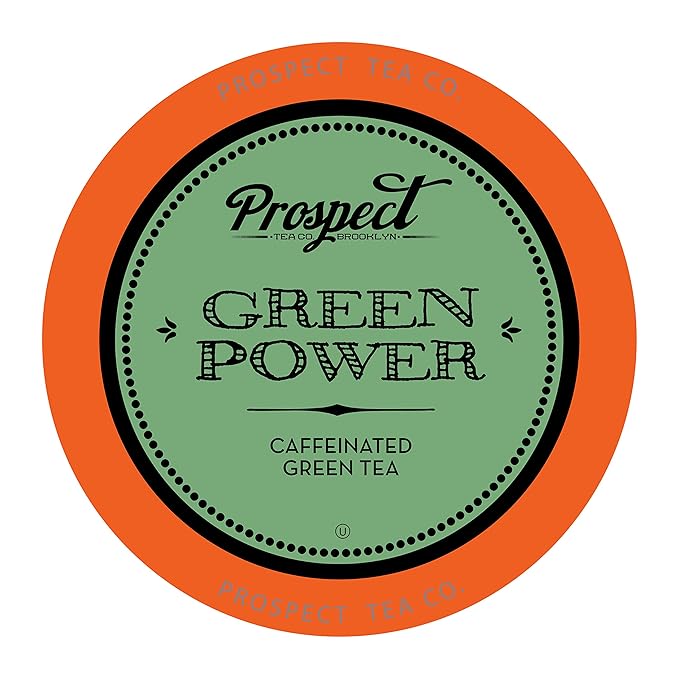 Prospect Tea Co. Green Power Caffeinated Tea Pods Compatible with K Cup Brewers Including 2.0, 40 Count