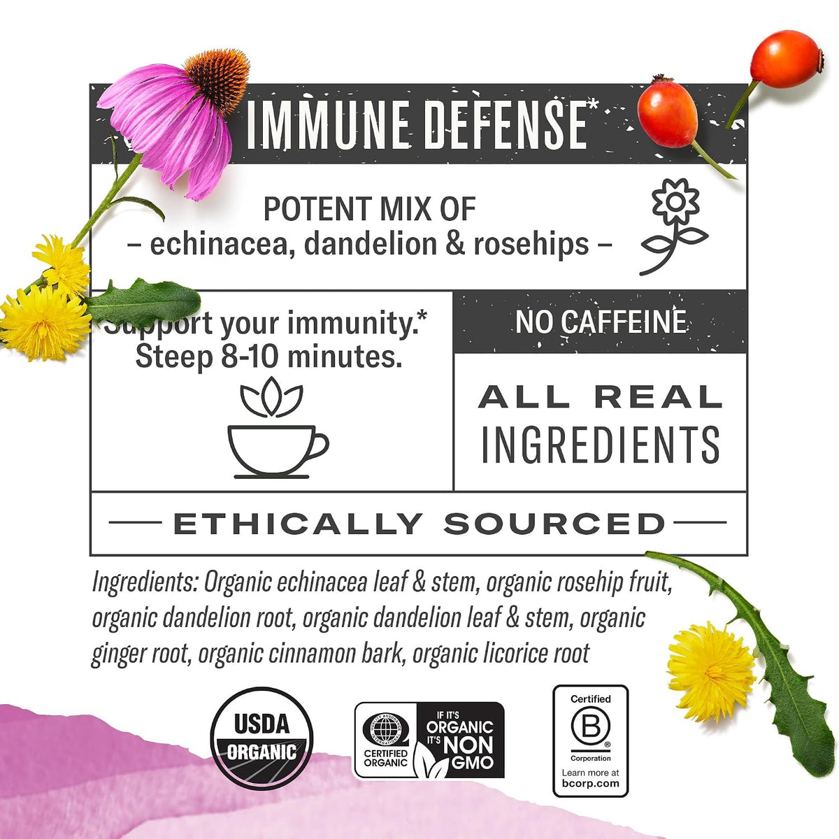 Numi Organic Immune Boost Tea, 48 Herbal Tea Bags, Caffeine Free