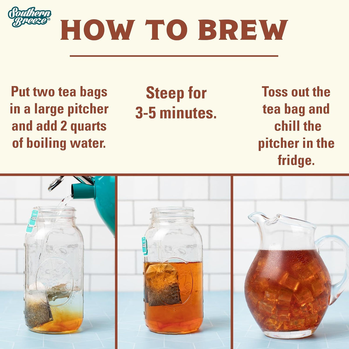 Southern Breeze Lemon Family Size Tea Bags, 22 Ct (Pack of 2) | Southern-Style Sweet Tea | By the Pitcher | Zero Sugar | Zero Carbs | Hot Brew Ready | Perfect for Family