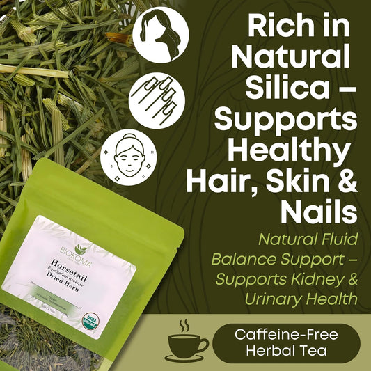 Biokoma Organic Horsetail Herb Tea 50g (Shavegrass) – Supports Healthy Hair, Skin and Nails – USDA Certified Organic Loo