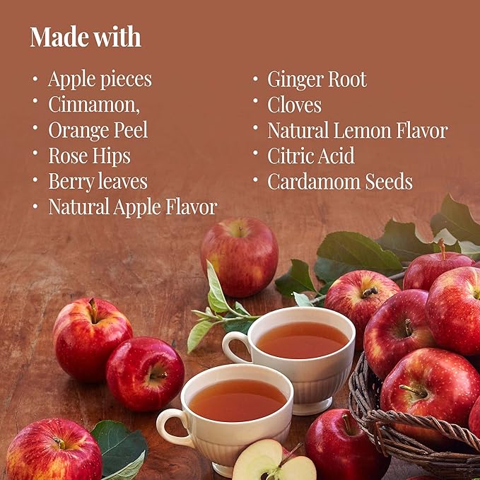 The Republic of Tea - Hot Apple Cider Tea, 36 Tea Bags, Tin | Harvest Herbal Blend | Caffeine-free (Pack of 2)
