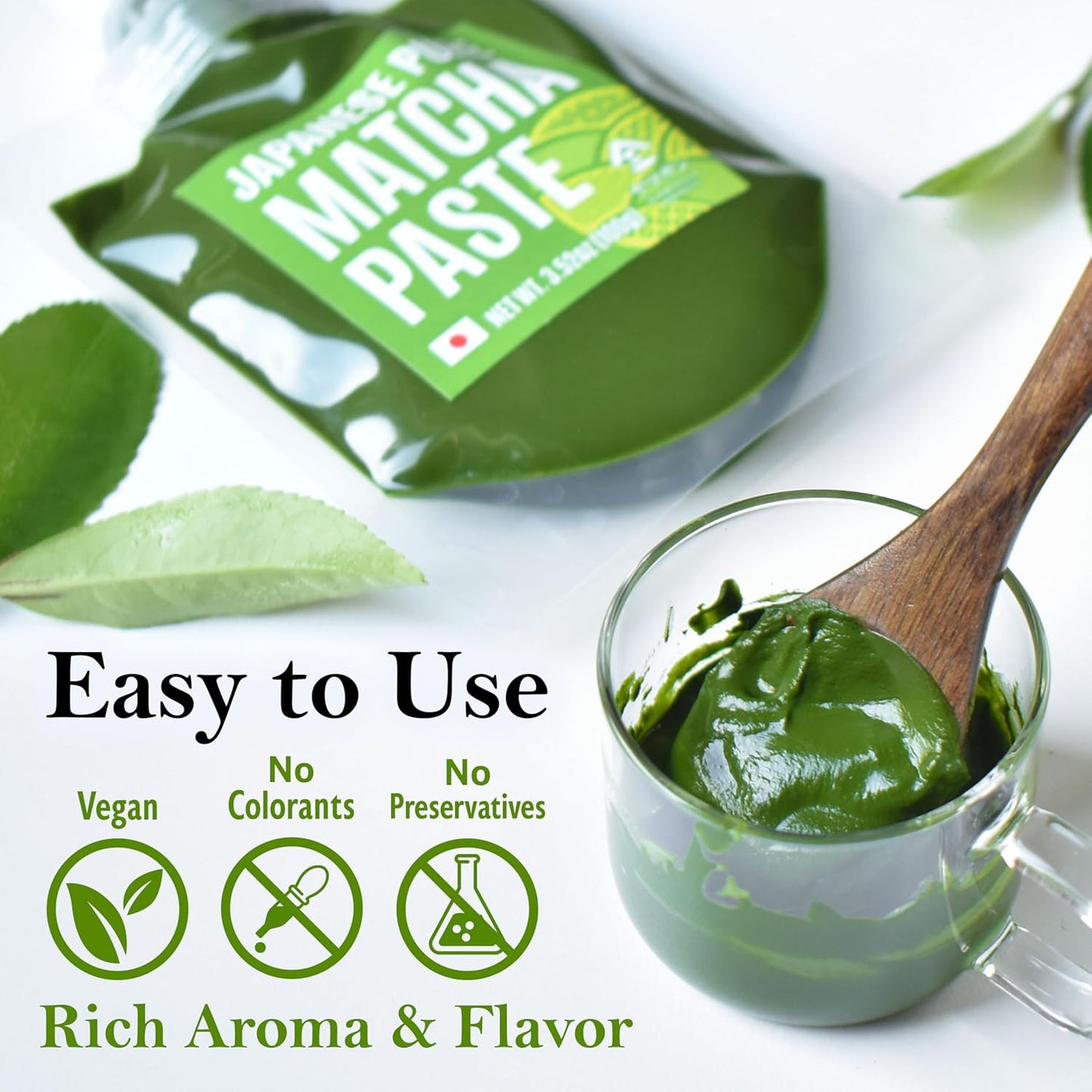 YAMASAN KYOTO UJI Japanese Pure Matcha Paste, Handy for Baking and Cooking, Easy to Add Matcha Color and Flavor, No Additives, Gluten-Free, Vegan, Made in Japan 100g(3.52oz)
