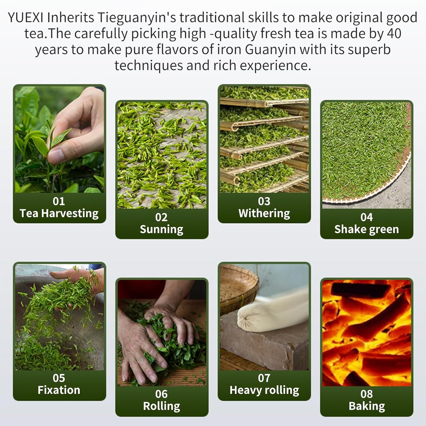 Yuexi Tie Guan Yin Oolong Tea Loose Leaf Tieguanyin Tea Iron Goddess of Mercy Oolong Chinese Tea High Mountain Strong Orchid Aroma Fujian Anxi Central Area 铁观音 安溪铁观音 乌龙茶 茶叶 5.29oz/150g