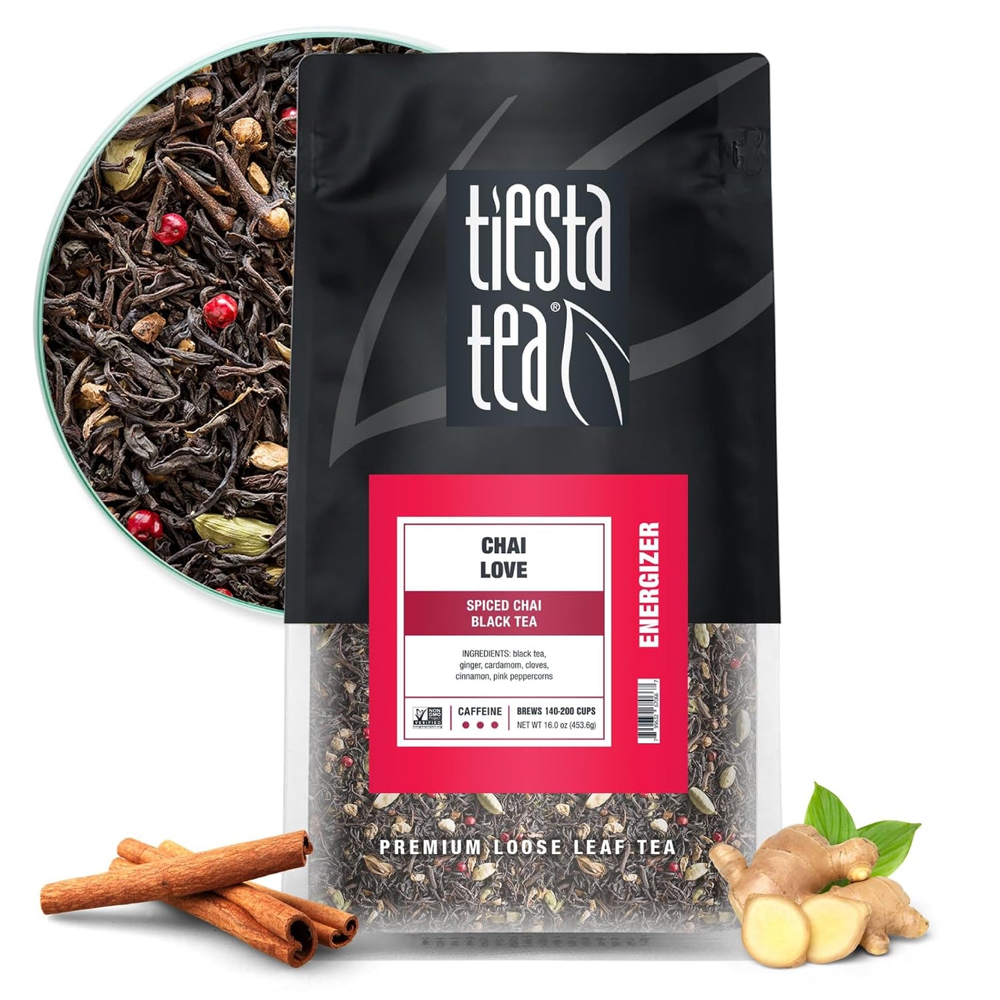 Tiesta Tea - Chai Love, Loose Leaf, Spiced Chai Black Tea | Premium High Caffeinated Blend, Make Hot or Iced &amp; Brews Up to 200 Cups, 16 Ounce Resealable Bulk Pouch