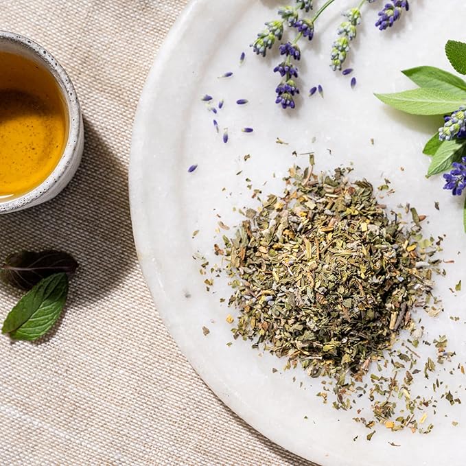 Rishi Tea Lavender Mint Herbal Tea - Organic, Caffeine Free Sachet Tea Bags, Calming Lavender with Peppermint & Sage - 50 Count