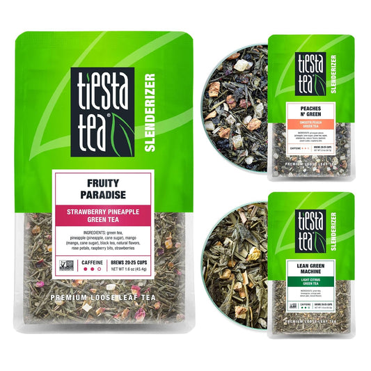 Tiesta Tea - Green Tea Gift Box, Loose Leaf, 3 Pouches, Medium Caffeine, Hot & Iced, Assortment with Light Citrus & Fruity Green