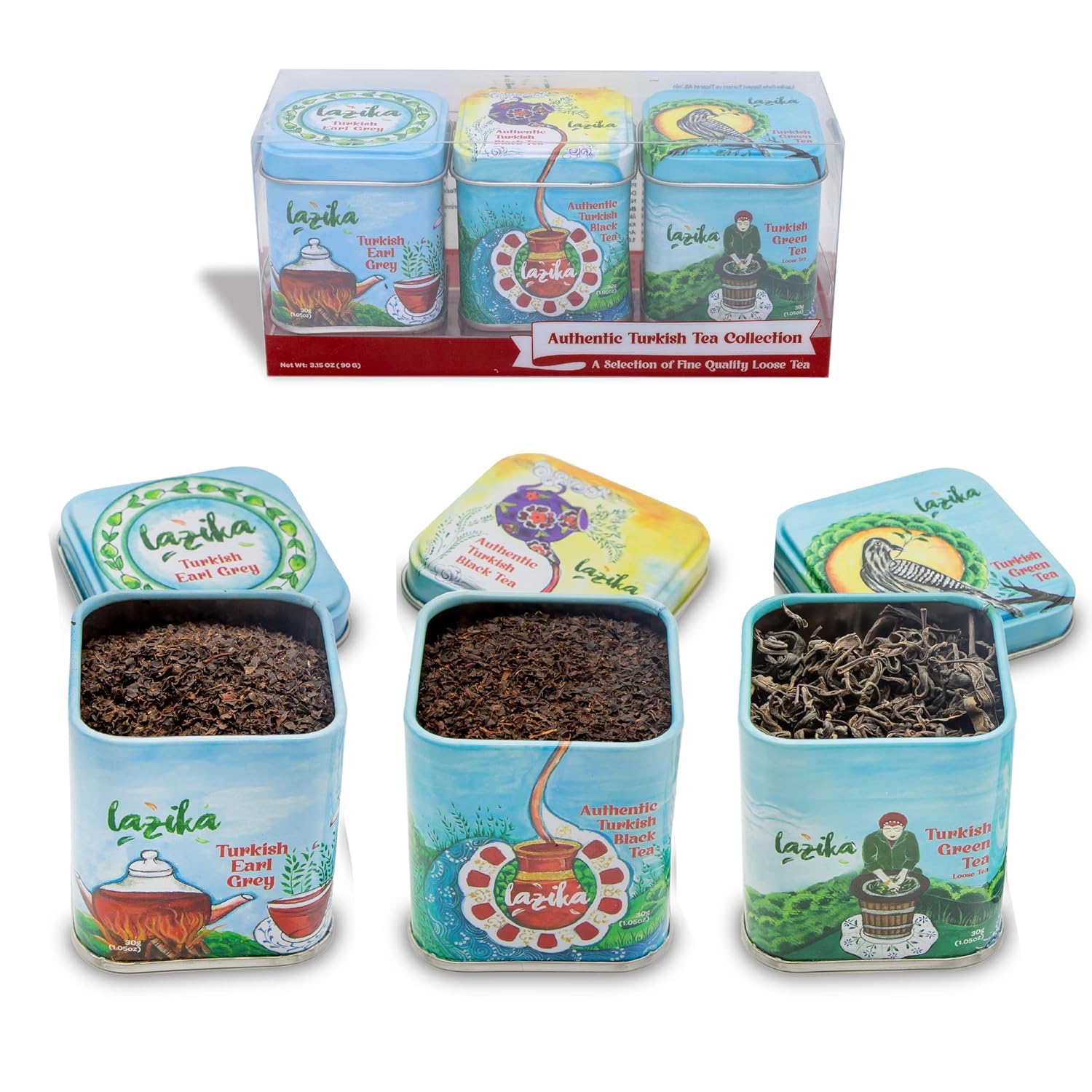 Lazika Herbal Tea Variety Pack and Loose Leaf Tea Set, Black, Green Herbal Tea Assortment and Loose Leaf Tea Set for Tea Lovers
