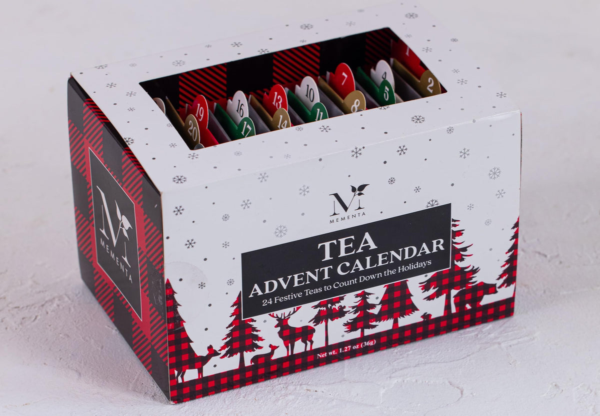 Mementa Inc - Advent Calendar Gift Box | 24 Unique Individually Wrapped Tea Bags - Holiday Gift Pack