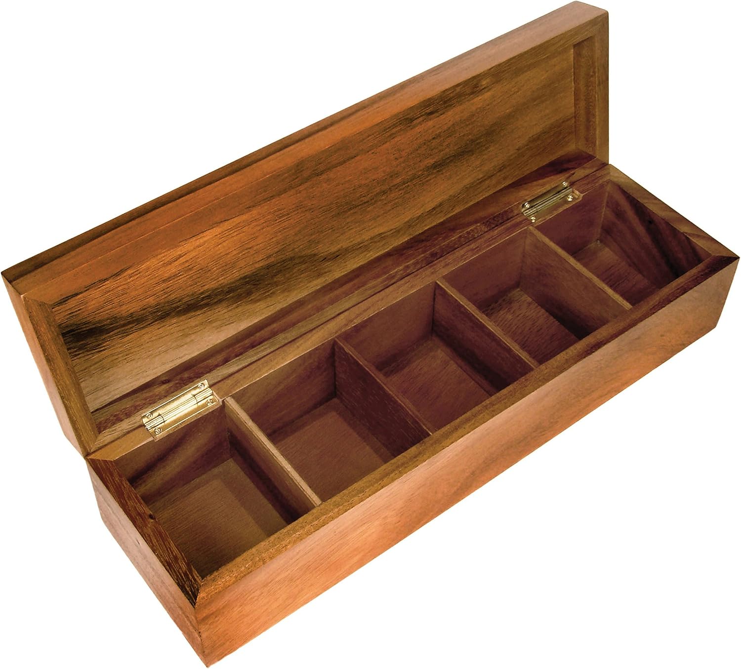 Ironwood Gourmet 5 Compartment, Tea Box, Natural Acacia Wood