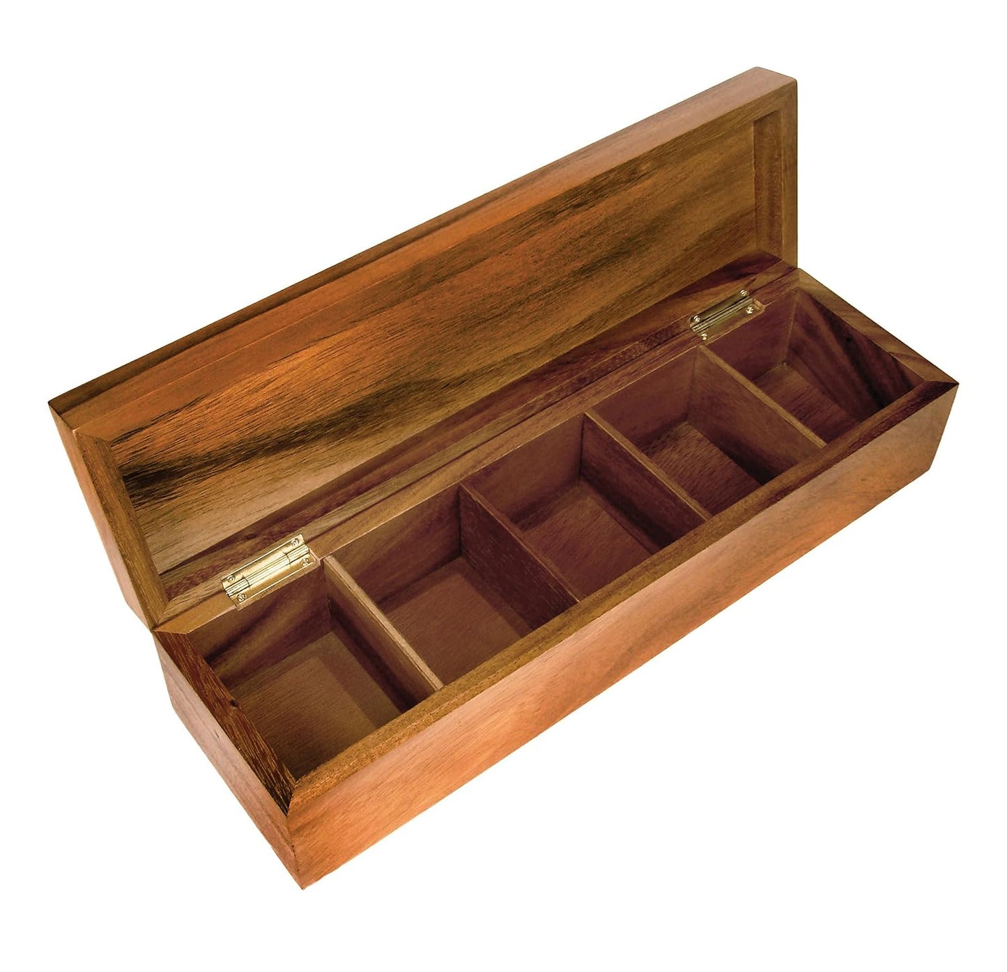 Ironwood Gourmet 5 Compartment, Tea Box, Natural Acacia Wood