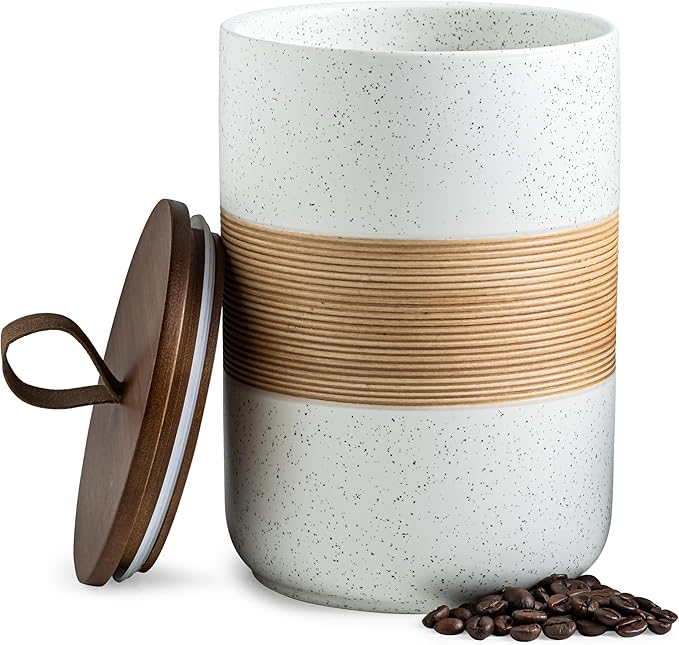 Large Storage Containers with Lids, Ceramic Coffee Container Kitchen Food Storage Jars for Spice Sug