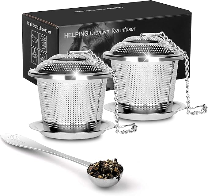 Numola Tea Infuser for Loose Tea, Loose Leaf Tea Infusers Set, Fine Mesh Tea Steeper with Spoon and Drip Trays
