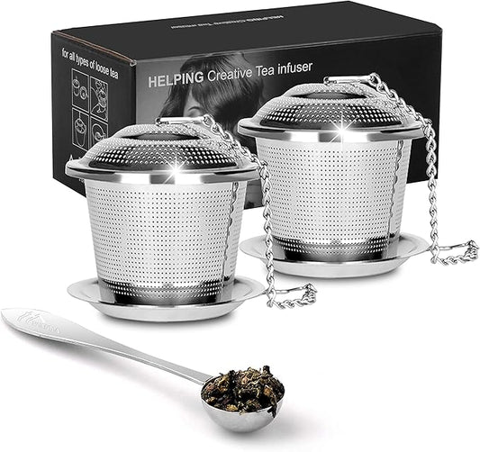 Numola Tea Infuser for Loose Tea, Loose Leaf Tea Infusers Set, Fine Mesh Tea Steeper with Spoon and Drip Trays