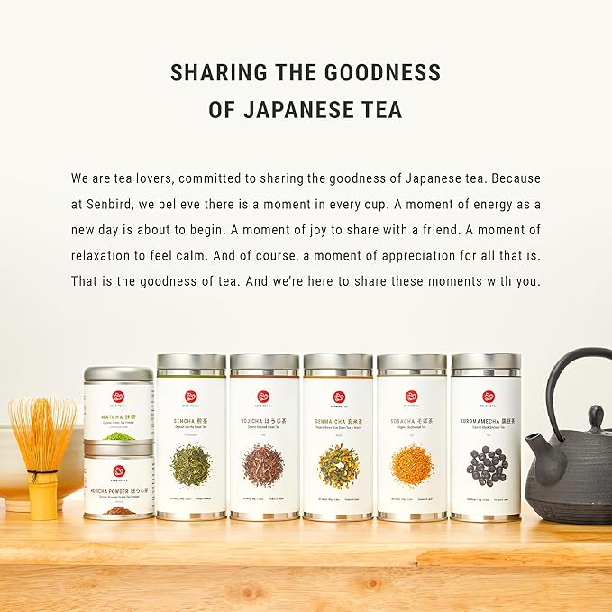 Senbird Premium Hojicha - Japanese Roasted Green Tea - From Shizuoka, Japan - Loose Tea In Airtight Tea Tin (1.76oz/50g)