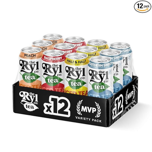 Ryl Iced Tea MVP Variety Pack – Antioxidant Superblend, No Artificial Ingredients, Zero Sugar, Zero Calorie, Low Carb, Non-GMO, Kosher, Gluten Free, Made in the USA, 12-Pack, 16 Fl Oz
