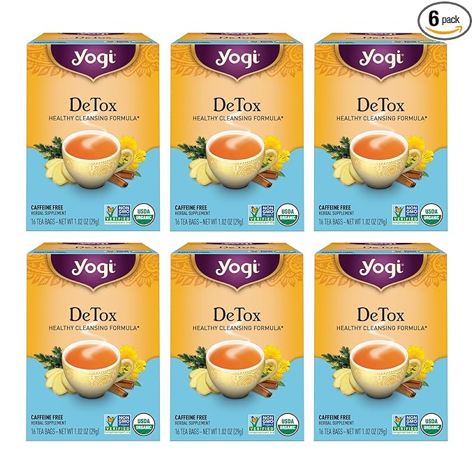 Yogi Tea DeTox Tea - 16 Tea Bags per Pack (6 Packs) - Organic Herbal Tea - Includes Burdock, Dandelion, Ginger Root, Black Pepper