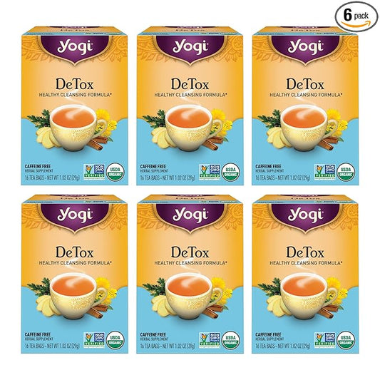 Yogi Tea DeTox Tea - 16 Tea Bags per Pack (6 Packs) - Organic Herbal Tea - Includes Burdock, Dandelion, Ginger Root, Black Pepper