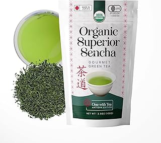 One With Tea Organic Japanese Sencha Green Tea Loose Leaf – Premium Whole Leaf Sencha from Japan, USDA Organic, Fresh & Smooth Taste, Traditional Japanese Green Tea