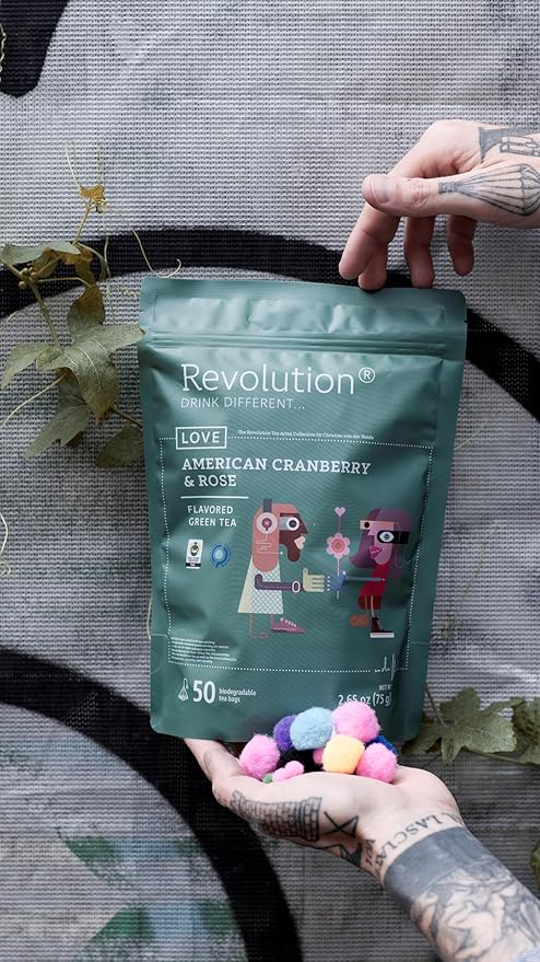 REVOLUTION TEA® Green Tea Cranberry & Rose [THE ORIGINAL] – American Cranberry & Rose – Premium Full Leaf Tea – Biodegradable Infuser Tea Bags – Flavored Green Tea – 50 Bags