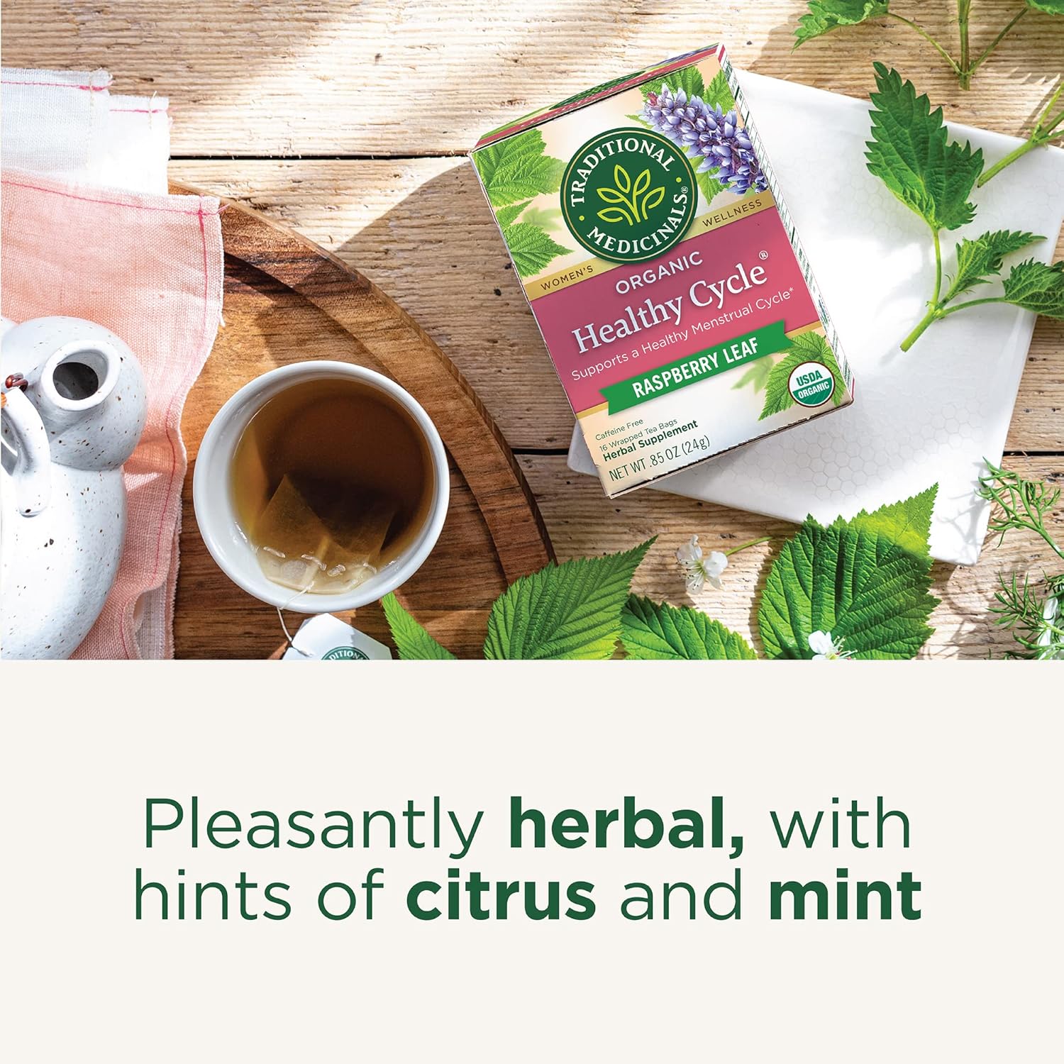 Traditional Medicinals Tea, Organic Healthy Cycle, Supports Healthy Menstrual Cycles, Includes Spearmint,16 Tea Bags