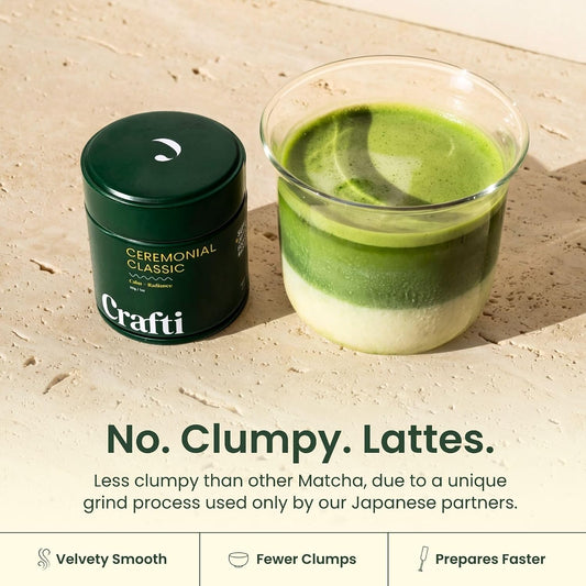 Crafti Ceremonial Grade Matcha Powder | Organic | 100% First Harvest | Unsweetened Authentic Japanese Daily Matcha Green Tea Powder (30g / 1.06oz)