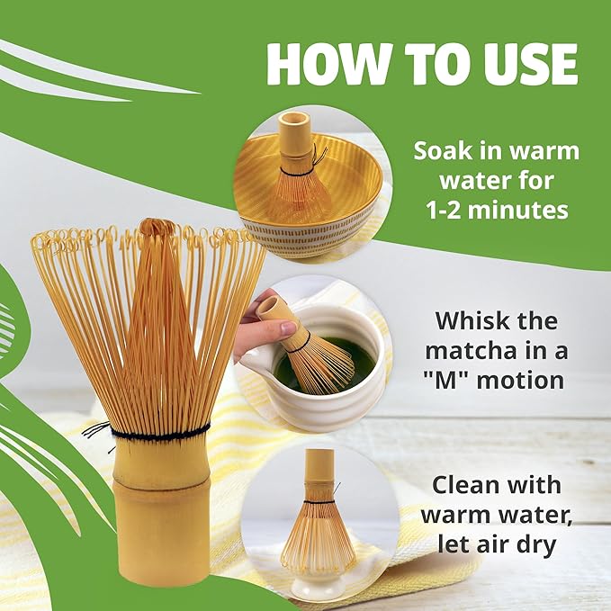 100 Prong Bamboo Matcha Whisk, Traditional Chasen for Smooth and Frothy Matcha Tea, Handcrafted Bamboo Matcha Tool